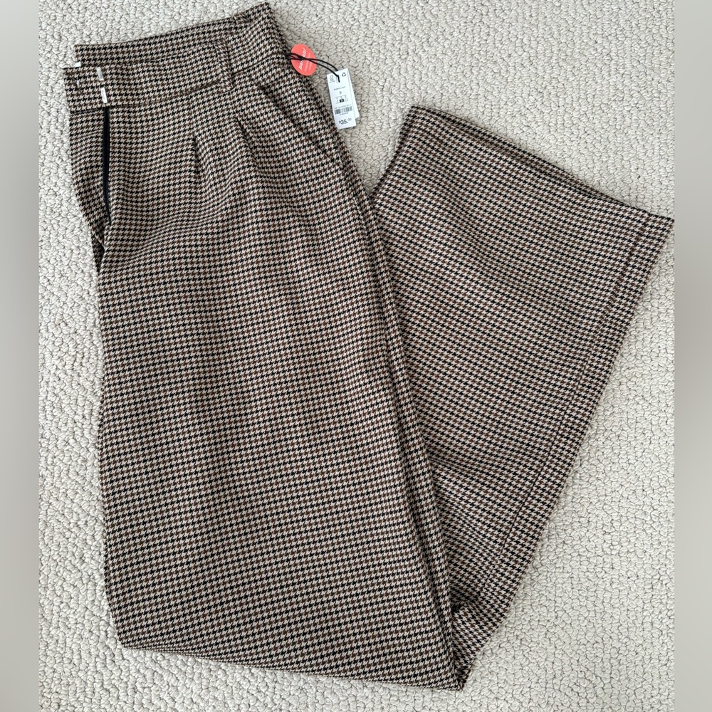 Houndstooth Wide-Leg Pants